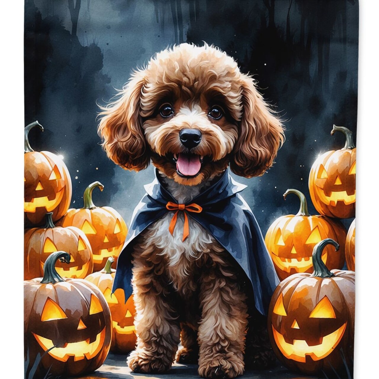 Edge Collections - 11.25" X 15.5" - Multicolor - Chocolate Poodle Puppy Halloween Garden Flag - 1 Piece